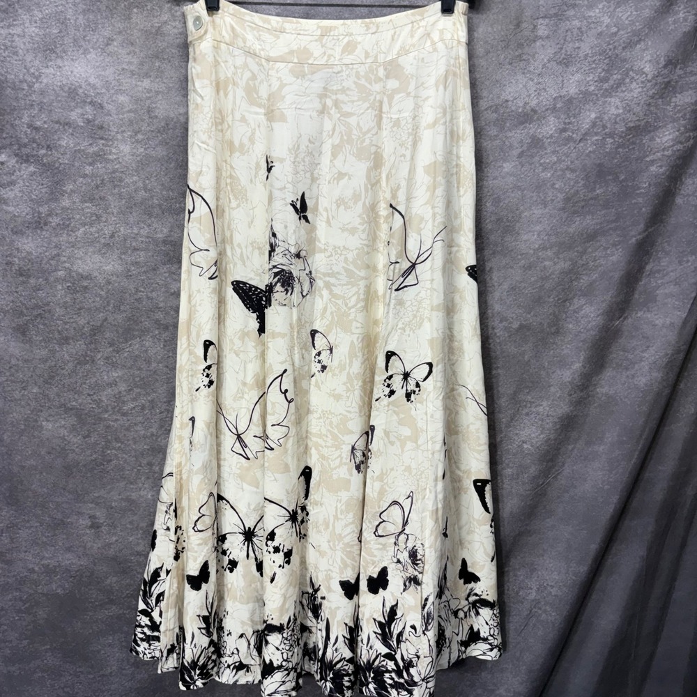 Soft Surroundings Spring Fever Butterfly Maxi Skirt Size S Cream Fairy Whimsical - Picture 5 of 12